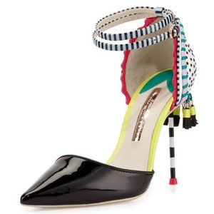 Sophia Webster Xavier Point-Toe Tassel Pump, Black/White